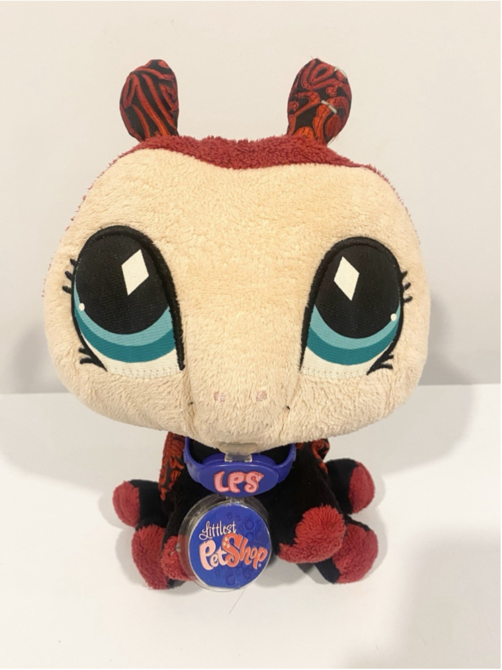 Littlest Pet Shop VIP Ladybug Plush 2007 Hasbro LPS Collar Medallion 9”